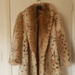 Vintage Longline Faux Fur Leopard Coat